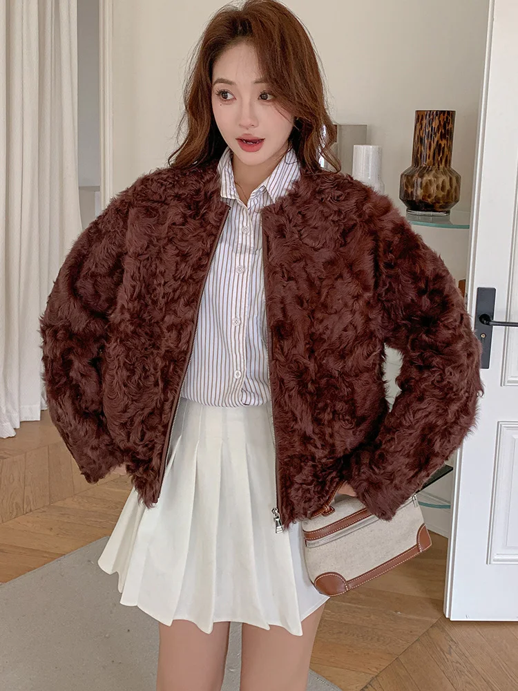 AYUNSUE Genuine Wool Coat Women Winter Clothes 2025 Sheep Shearling Jacket Korean Fashion Fur Coat Women Real Пальто Женское