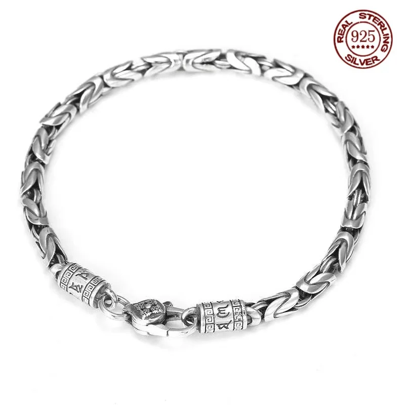 

S925 silver pattern bracelet lovers personalized fashion men's bracelet gift to her boyfriend