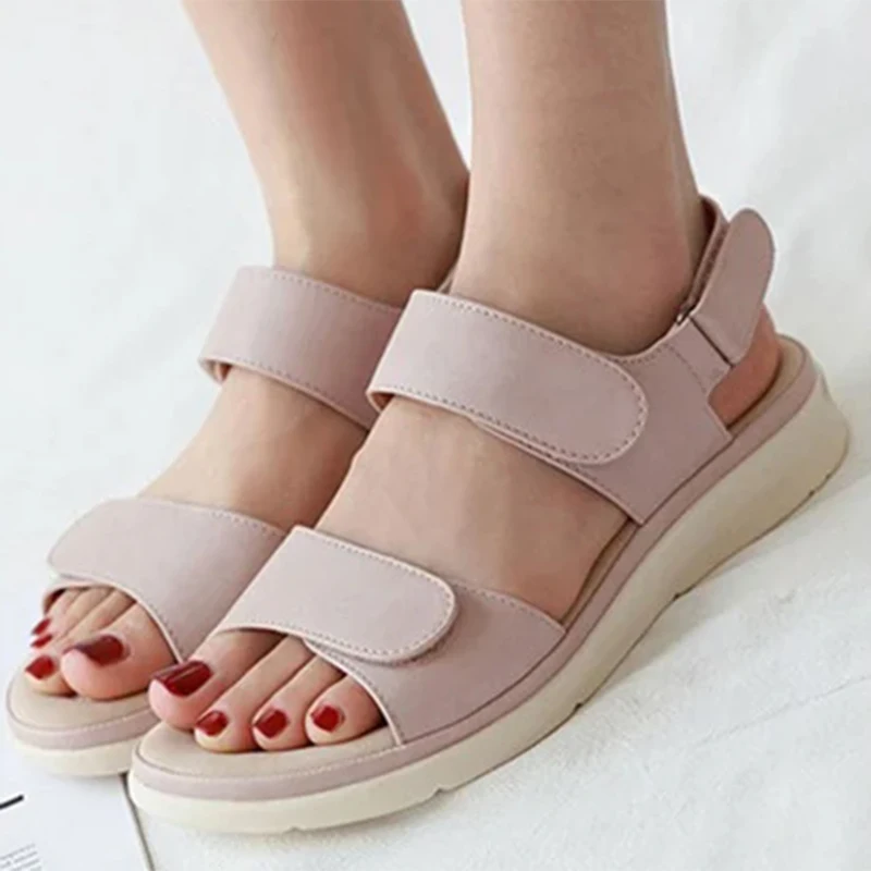 Summer Women 2cm Platform 3cm High Heels Concise Sandals Lady Soft Leather High Heels Female Fashion Metal Buckle Strap Shoes