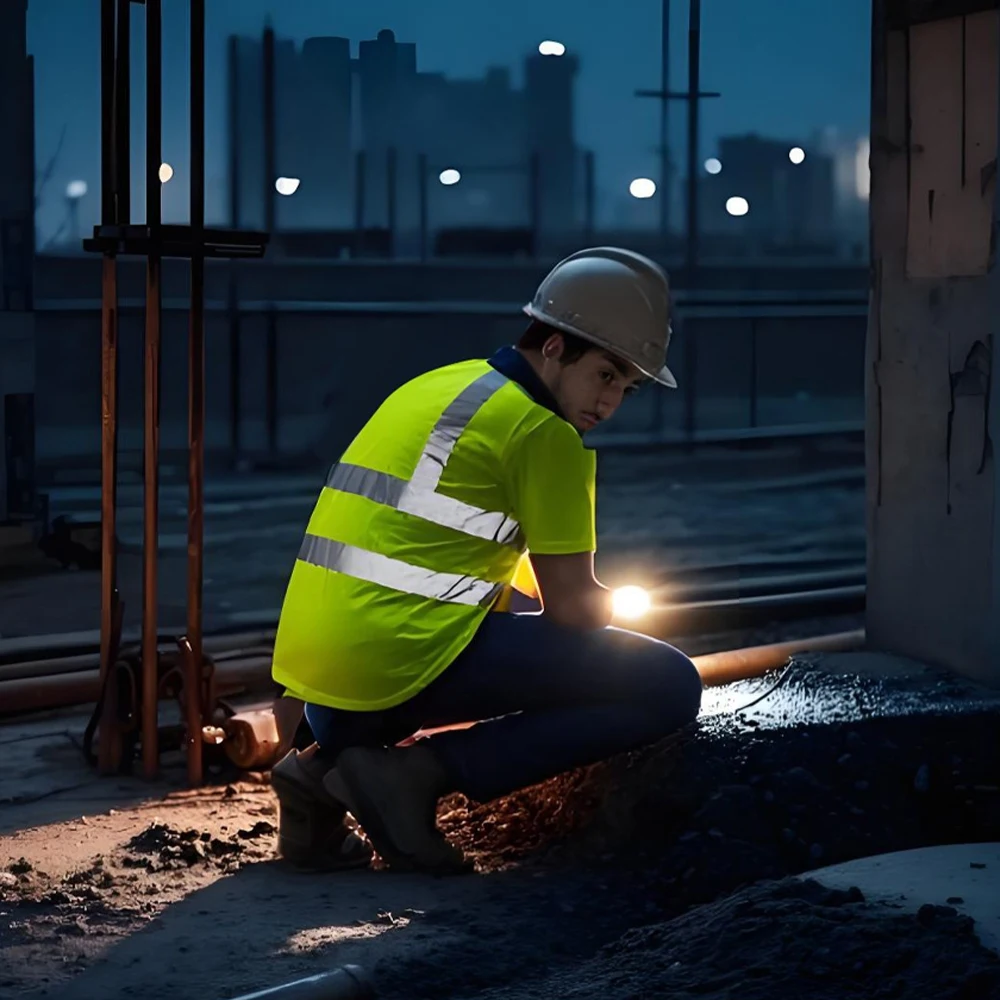 Reflective Safety T-shirts Construction Site High Visibility Working Clothes Summer Breathable Quick Drying Polo Shirt