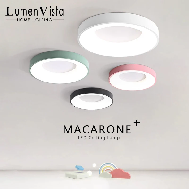 

LED Ceiling Light Modern Macaron Color Ceiling lamp Nordic Simple Bedroom living Room Children's room Circular Lighting Fixture