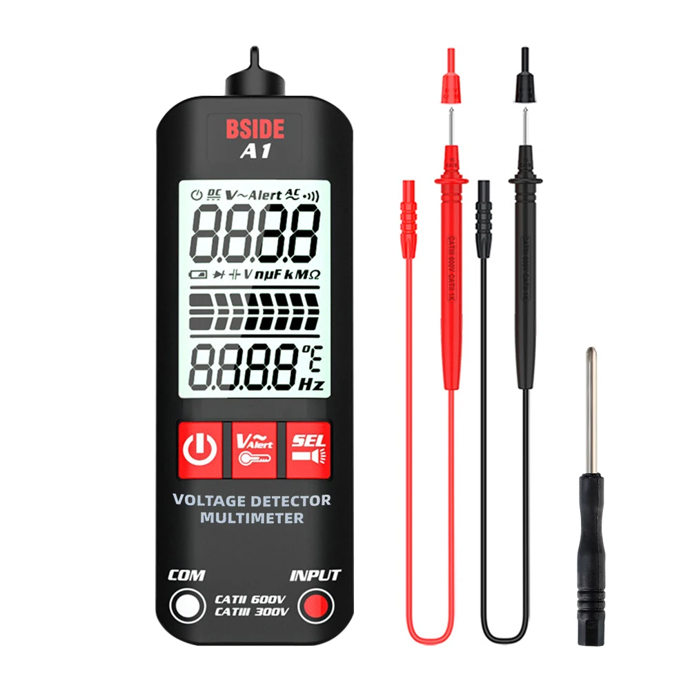 

2000 Counts DC/AC Voltage Frequency Resistance Voltage Detector Multimeter With LED Flashlight LCD Digital Smart Mini Multimeter