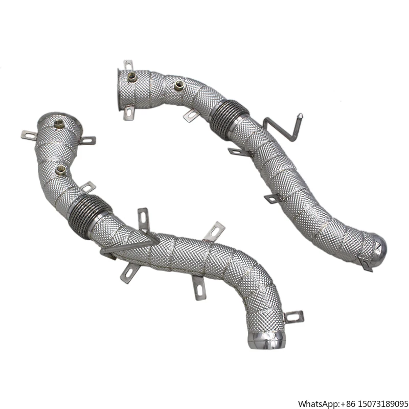 AUTO  Catted Downpipe for  MP4-12C 3.8 2012-2014 Upgrade Stainless Exhaust Pipe Header with Heat Shield