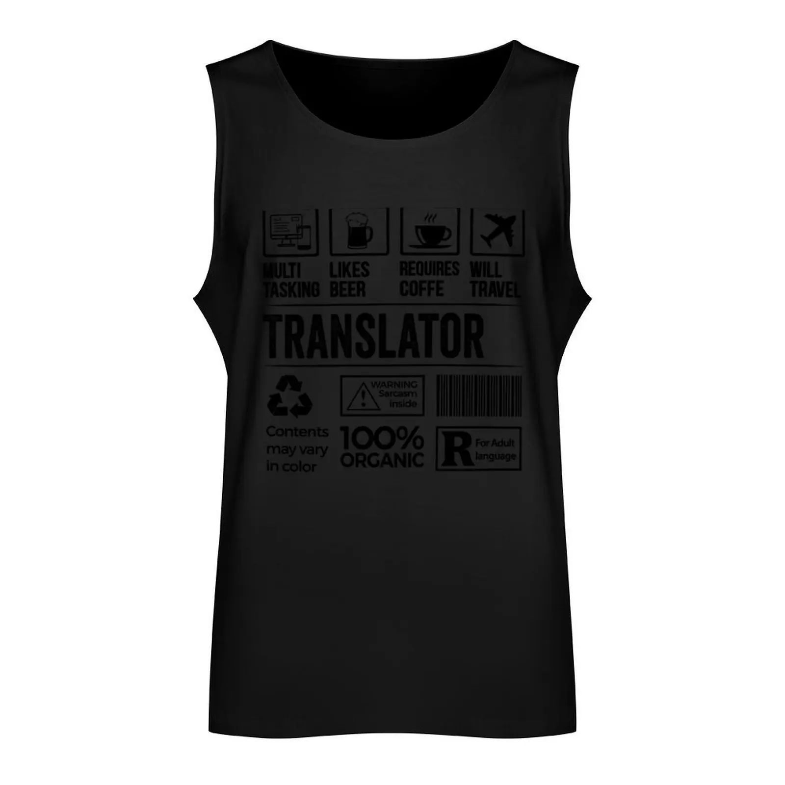 Translator Gift, Funny Translator Multitasking Coffee Travel Lover Tank Top summer Men's tops quick-drying t-shirt Clothing