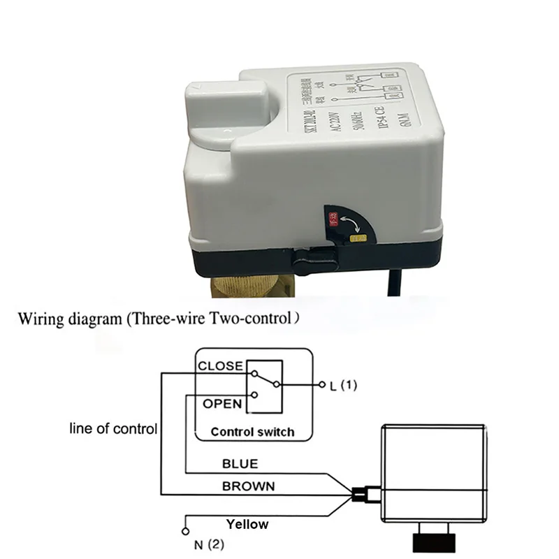 Válvula de bola motorizada de latón, actuadores eléctricos de 2 controles con interruptor Manual, DN15, DN20, DN25, DN50, 220V, 12V, 24V, 3 cables