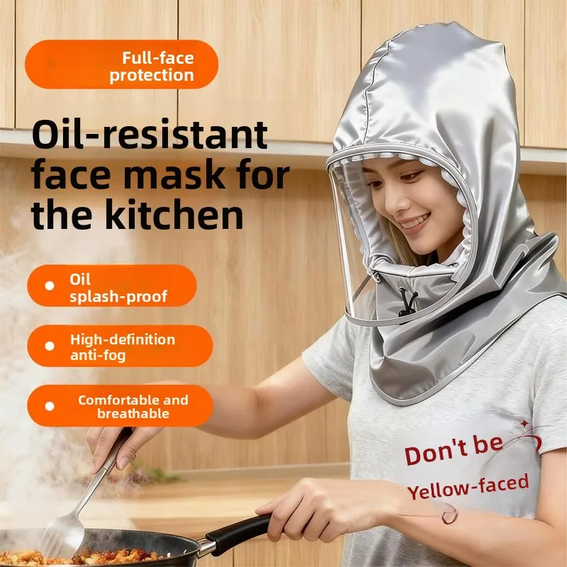 

Kitchen Hat Women's Sle Cooking Oil-proof Face Mask Inteated Dust-proof Spatter Protection Cap Scarf One-piece Design