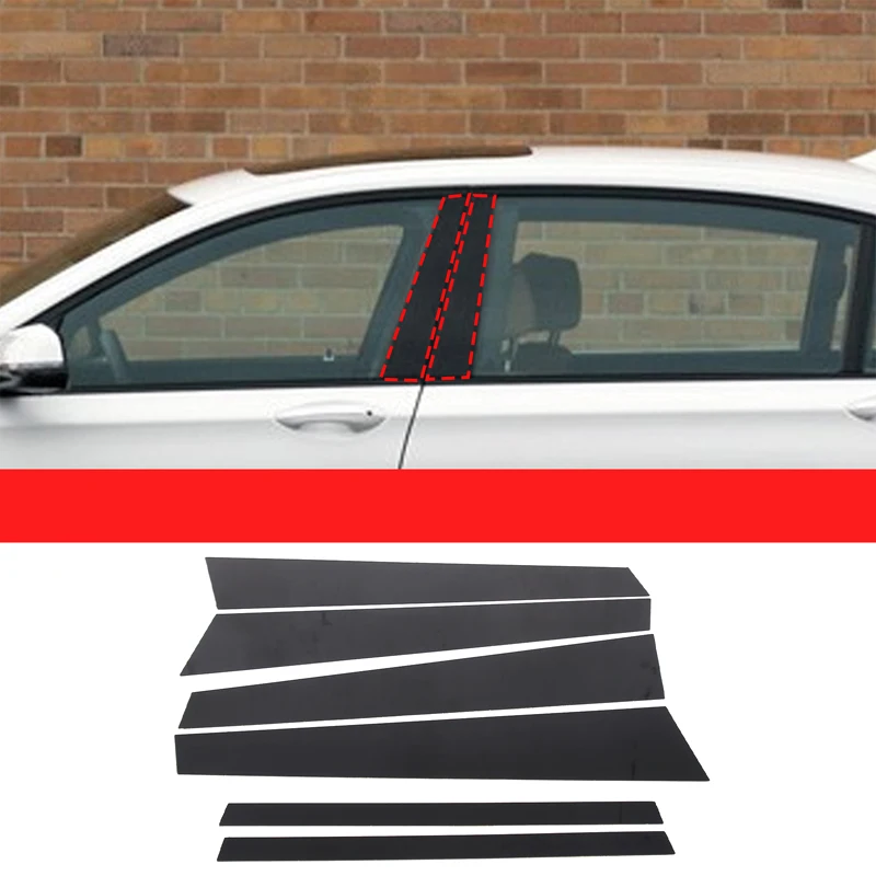 For BMW 7 Series 2008-2014 Automotive Center Pillar Decorative Sticker Pillar Protective Sticker Car Window Pillar Cover 6pcs