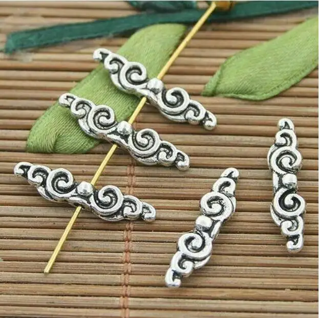 50pcs 21x6mm,hole1mm Tibetan silver color 2sided butterfly wing spacer beads HWH3171