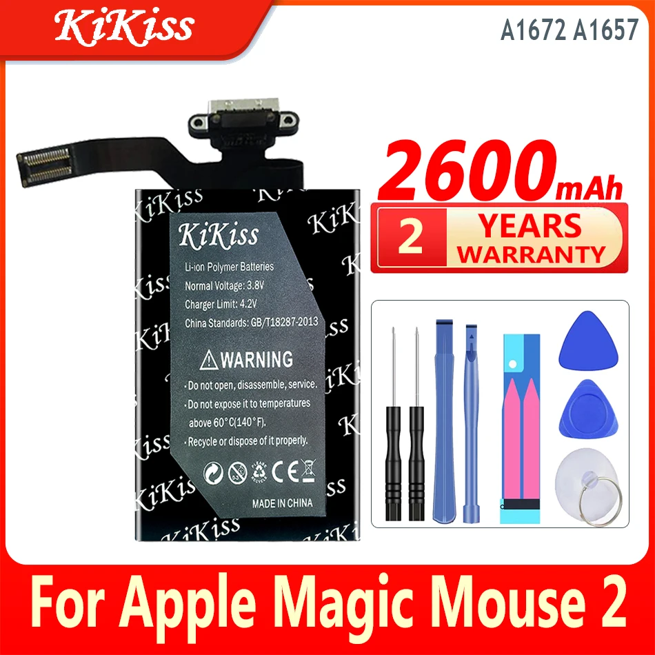 1300mAh/2600mAh KiKiss Battery A1644 A1645 A1843 A1672 For Apple Magic Keyboard 2 Mouse2 Wireless 020-00634 020-00633