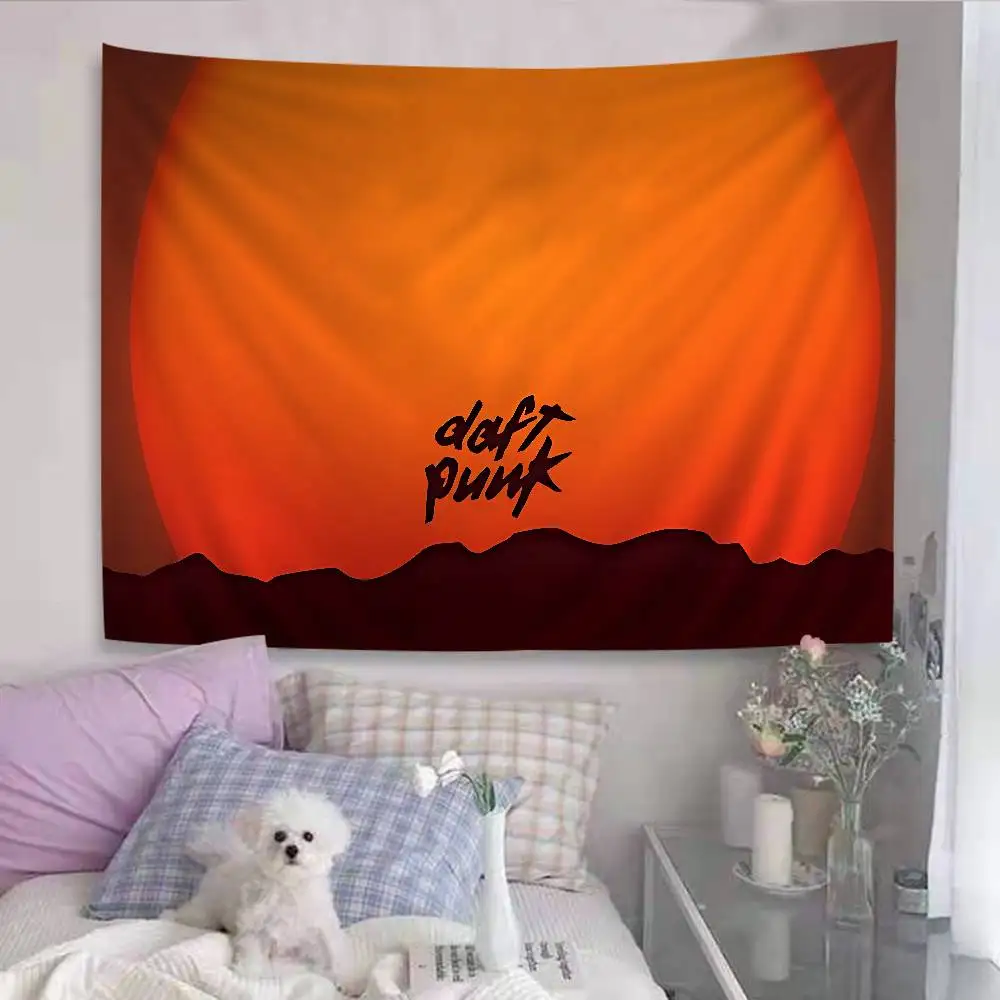 A-Around T-The W-World Daft Punk Cartoon Tapestry Wall Hanging Decoration Household Home Decor
