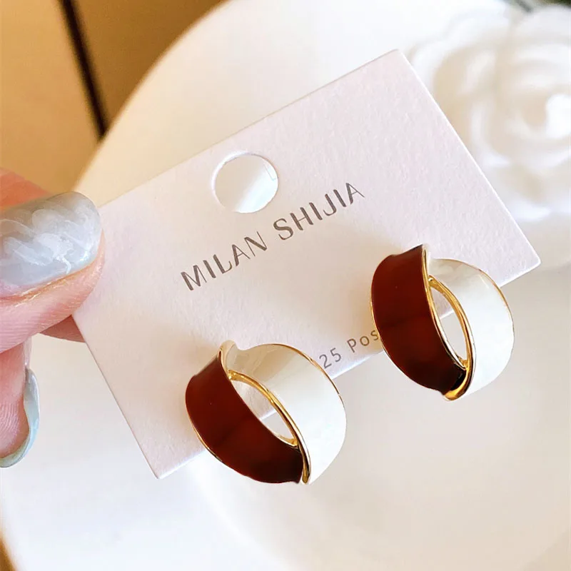 New Enamel Cross Stud Earrings for Women Korean Fashion Girls Cute Small Earrings Gradient Wrap Earrings unusual earrings image 5