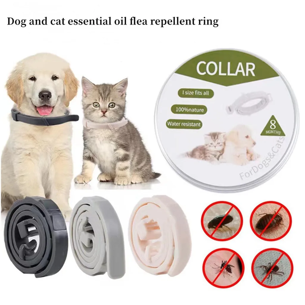 Collar Antipulgas y Garrapatas para Perros y Gatos, Ajustable, de Silicona, Anillo Antiparasitario, Collar Antimosquitos e Insectos