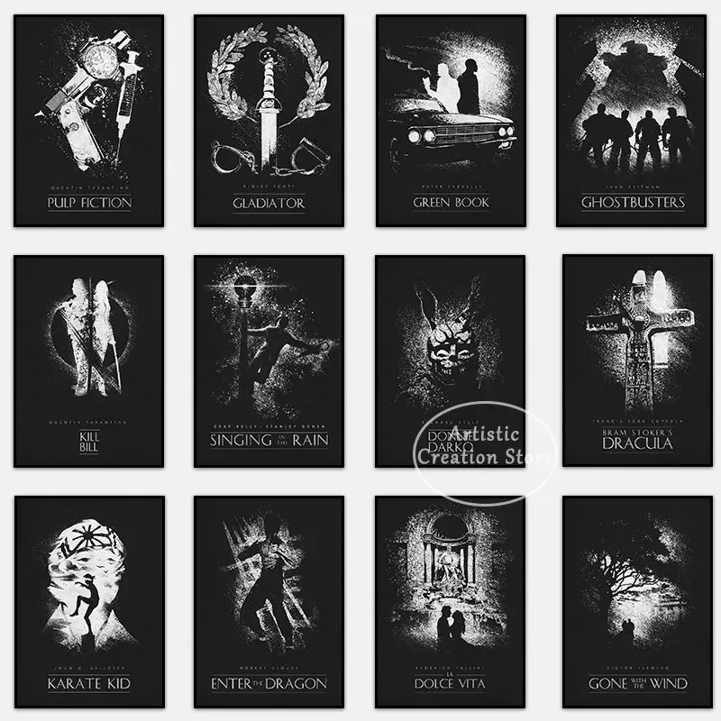 Black White Retro Classic Hot Movie Posters Blazing Saddles Breaking Bad Karate Kid Film Print Canvas Nordic Cinema Wall Decor