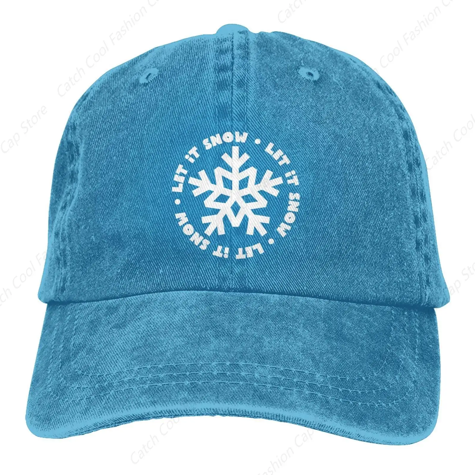 

snowflakes Let It Snow Funny Baseball Cap Trucker Men Women Denim Hat Washed Cotton Fashion Unisex Adjustable Sports Outdoor