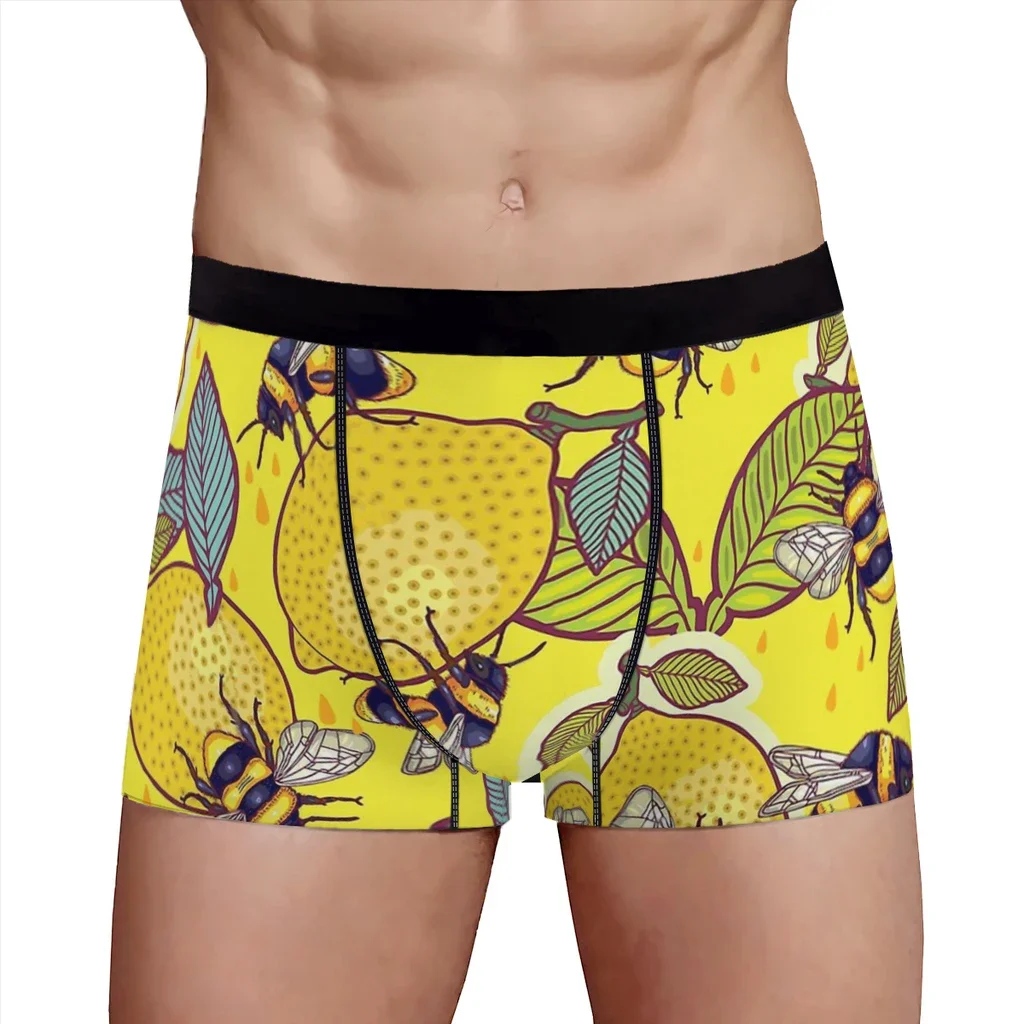 Calzoncillos transpirables de animales voladores para hombres, ropa interior cómoda, Calzoncillos Bóxer, abeja Limón, lindo Animal