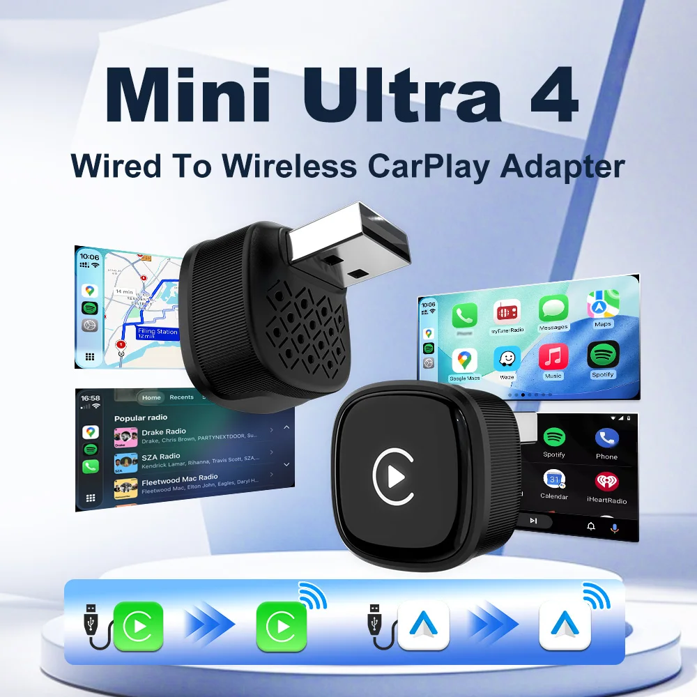 Carlinkit 2in1 Wireless Adapter Carplay Android Auto Plug & Play 5GHZ WiFi Typ-C/USB für Original Kabelgebundenes CarPlay/Android Auto