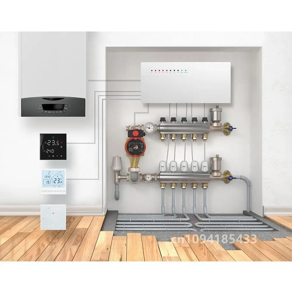 Beok 8-Zone Concentrator Underfloor Heating Centre Hub Controller for Mainfold Gas Boiler/Tuya Smart Wifi Thermostat/Actuator