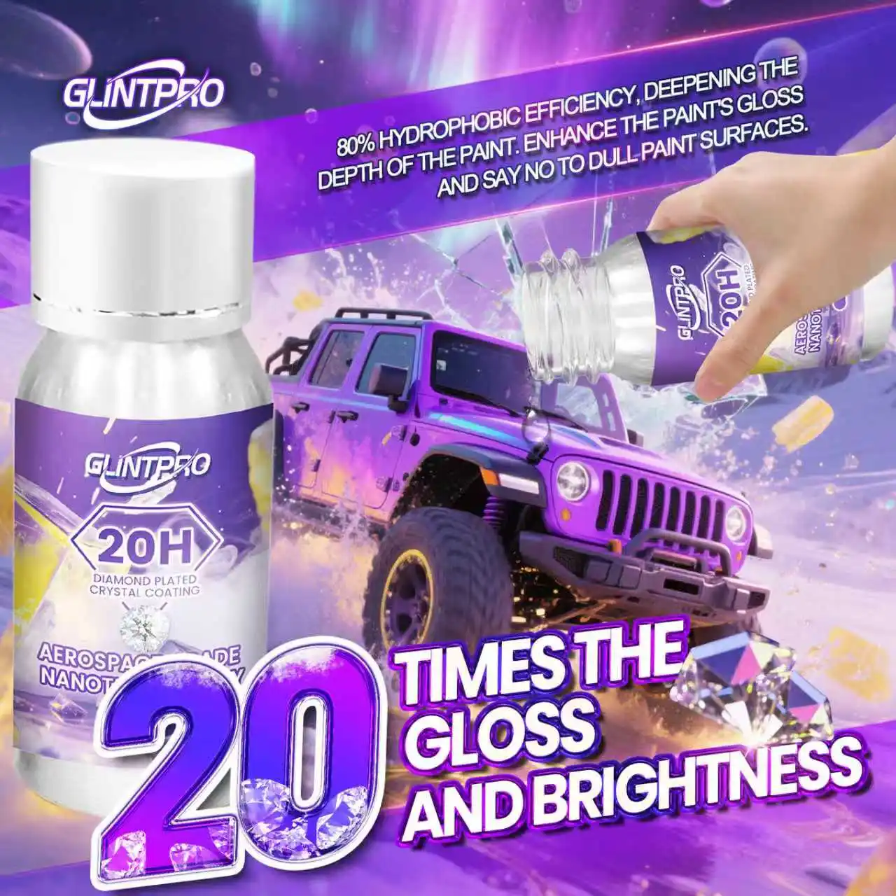 1 conjunto 20h revestimento de cristal cerâmico kit carro alto brilho anti-risco hidrophpóbico revestimento de cera de carro polonês nano revestimento (30ml)