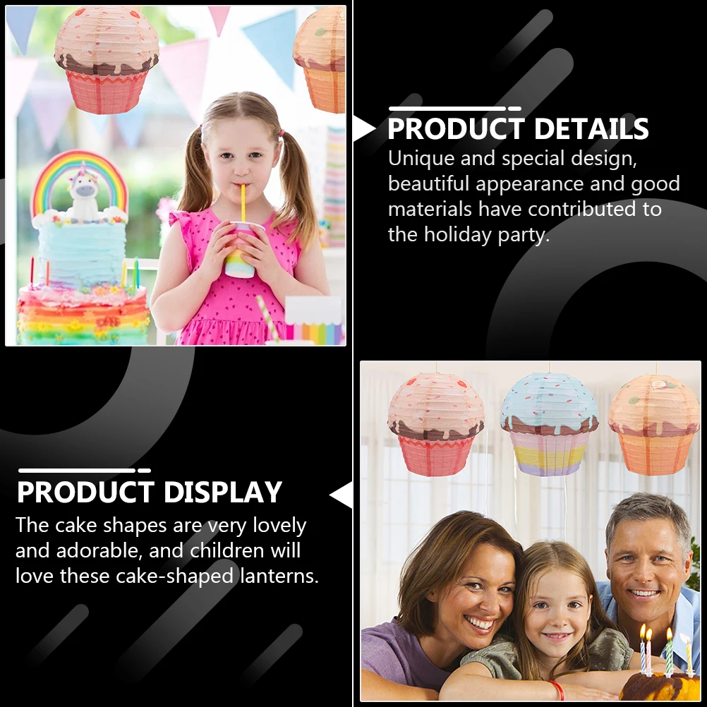 

Cake Shape Decorative Paper Festive Hanging Cake Shape Lanterns Hanging Party naments Xmas LED Foldable Lighting Indoor