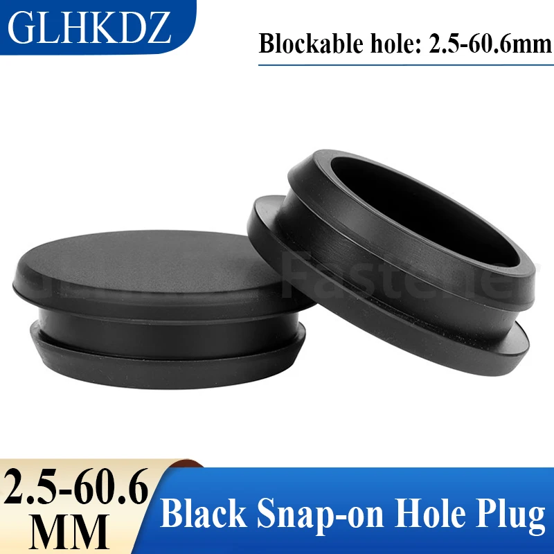 

Black Snap-on Silicone Rubber Cap Blanking End Cap Tube Inserts Bung Seal Stopper T Type Hole Plug Cover Sealing Plug 2.5-60.6mm