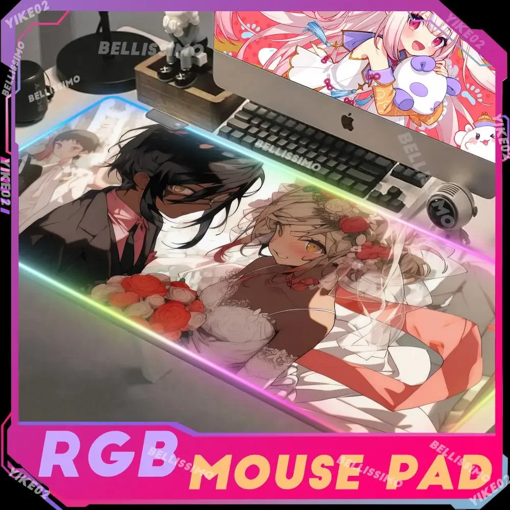 RGB wedding Gaming Anime Mousepad rubber Mouse Mats Large Gamer Mousepads Keyboard Pads Luminous Desk Mat Mouse Pad BacklitXXL