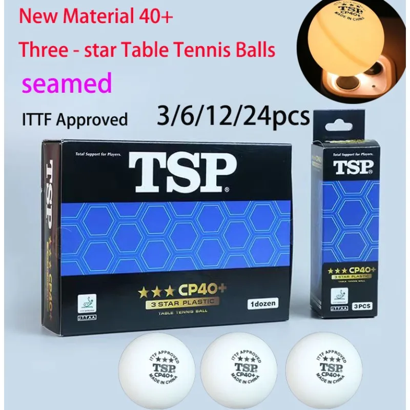 

TSP 3-Star Seamed CP40+ Table Tennis Balls ABS Material Durable Ping Pong Balls for Competition & Practice ITTF Approved 3/12PCS
