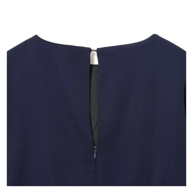 Fallen Shoulder Sleeves Pleated Midi Dress Women Autumn Casual Fashion Office Lady Slimming  Rear Fork Solid Dress