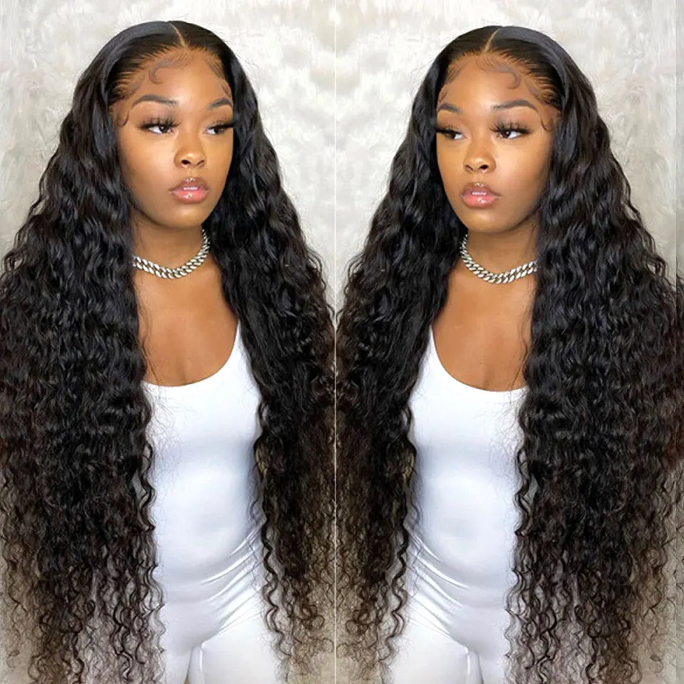 Deep Wave Frontal Wig 13x4 30 32 34 Inch HD Transparent Lace Frontal Wig  Human Hair Lace Frontal WigDeep Wave Lace Front Wig