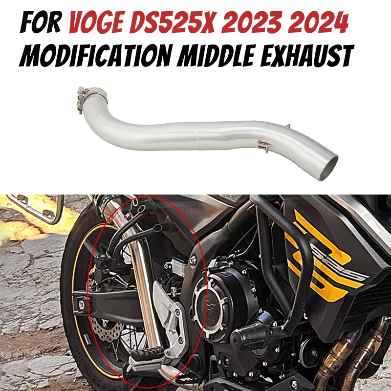 

Motorcycle Exhaust Escape Stainless Steel Modified Middle Link Pipe 51MM Muffler For VOGE DS525X DS 525X 2023 2024