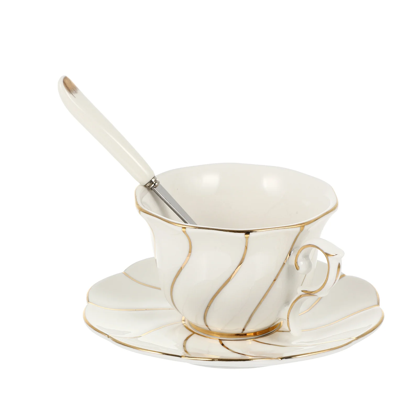 

1Set Coffee Cup Set Elegant Ceramic Mug High End Drinking Cup for Tea Latte Cappuccino Milk Smooth Surface Dishwasher Safe