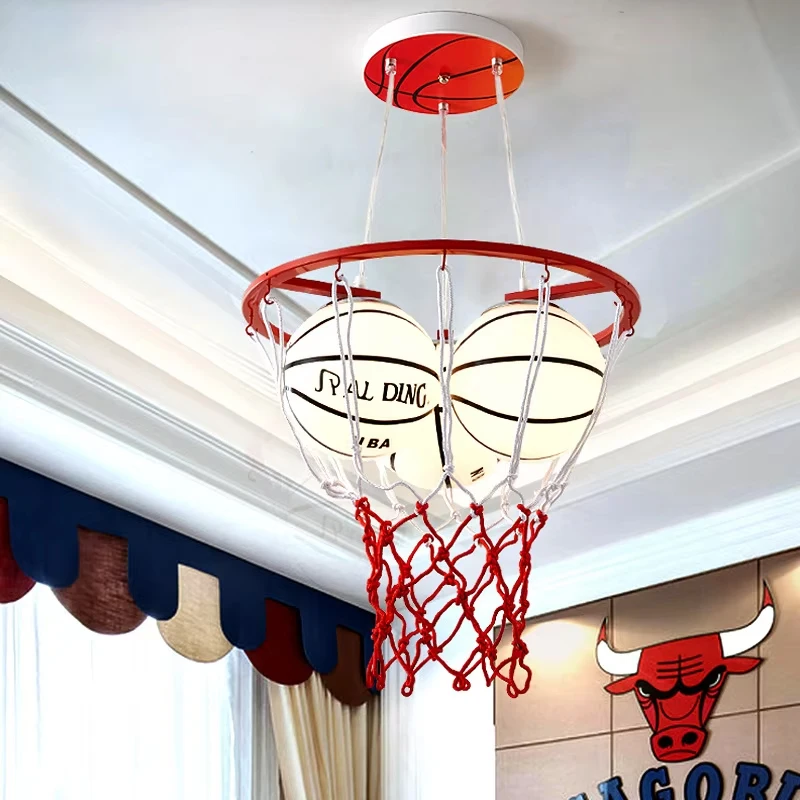 

Creative Basketball LED Chandelier Style Children's Cartoon Hanging Lights Wall Mount Bedroom Lamp Kindergarten Pendant Lighting