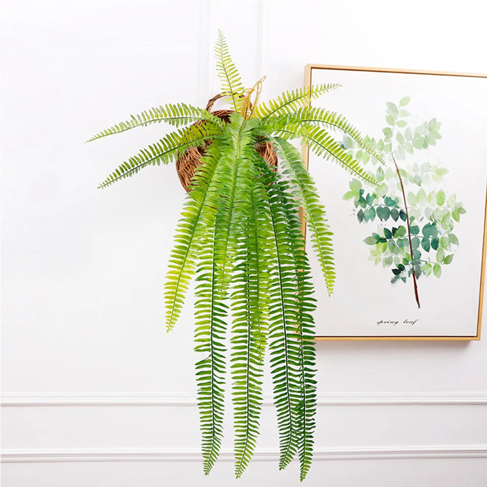 92cm 15Leaves Large Artificial Hanging Plants Plastic Persian Leaf Tropical Wall Plants Fake Fern For Garden Hawaii Party Decor