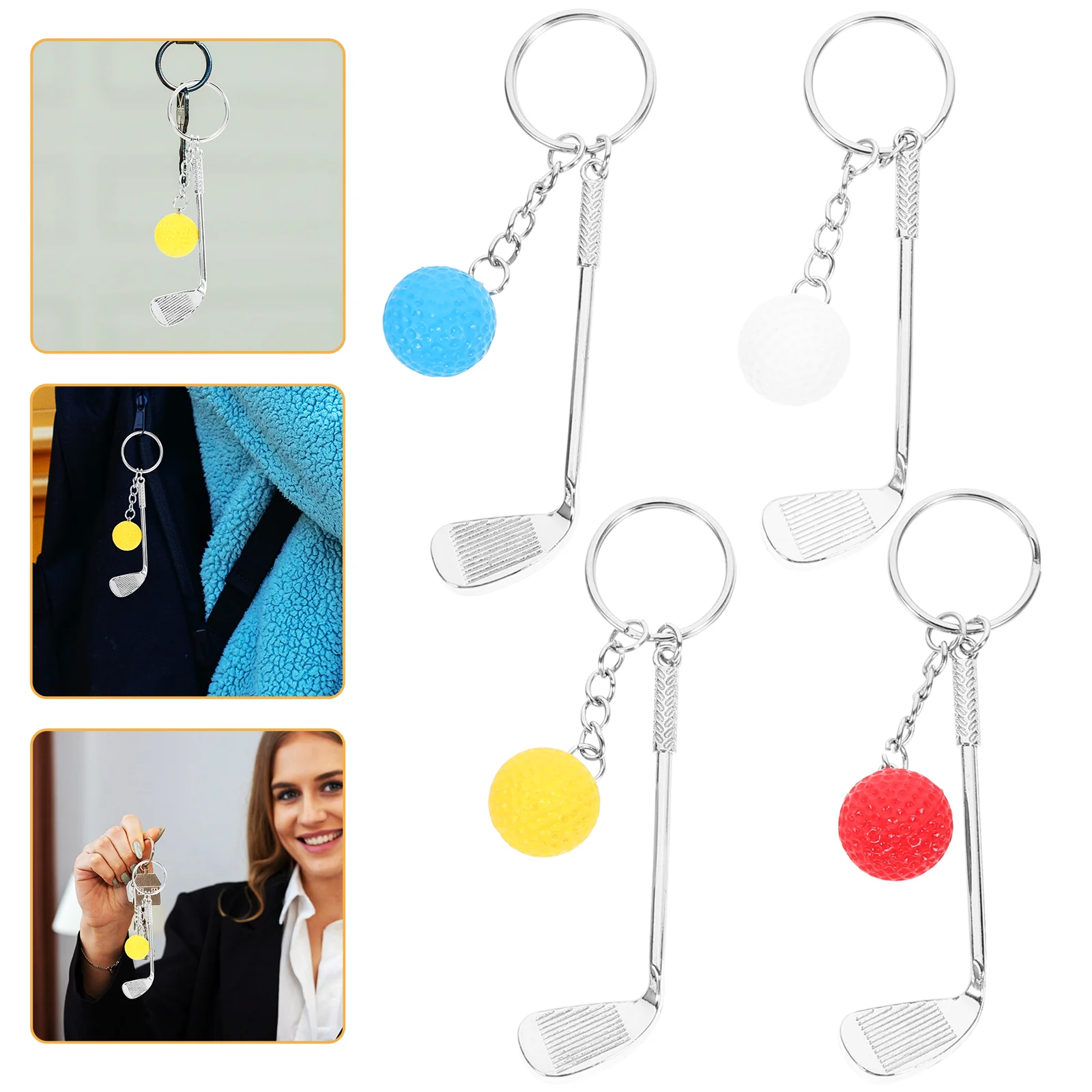 

4 Pcs Golf Pendant Sports Keychain Decorative Balls Keychains Themed Golfs Small