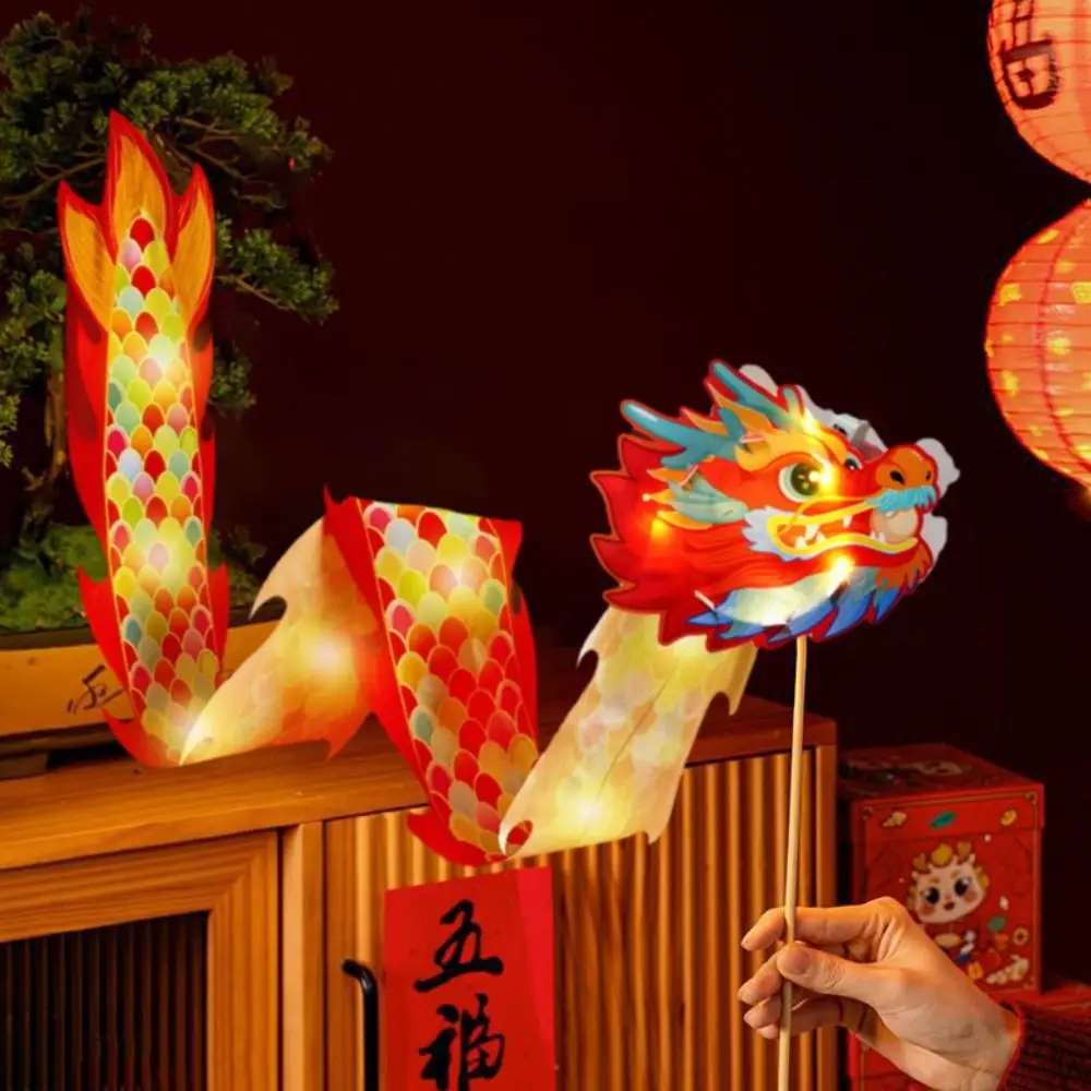 

Luminous Mid-Autumn Dragon Dance Lantern Paper Fluttering Chinese Traditional Dragon Lamp DIY Handmade Handheld Lantern Kids Toy