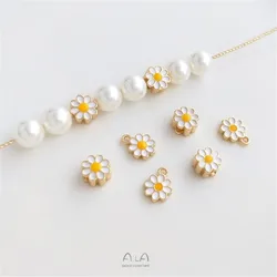 14K gold drop oil Daisy pendant DIY bracelet necklace hand string separated bead accessories Handmade jewelry materials