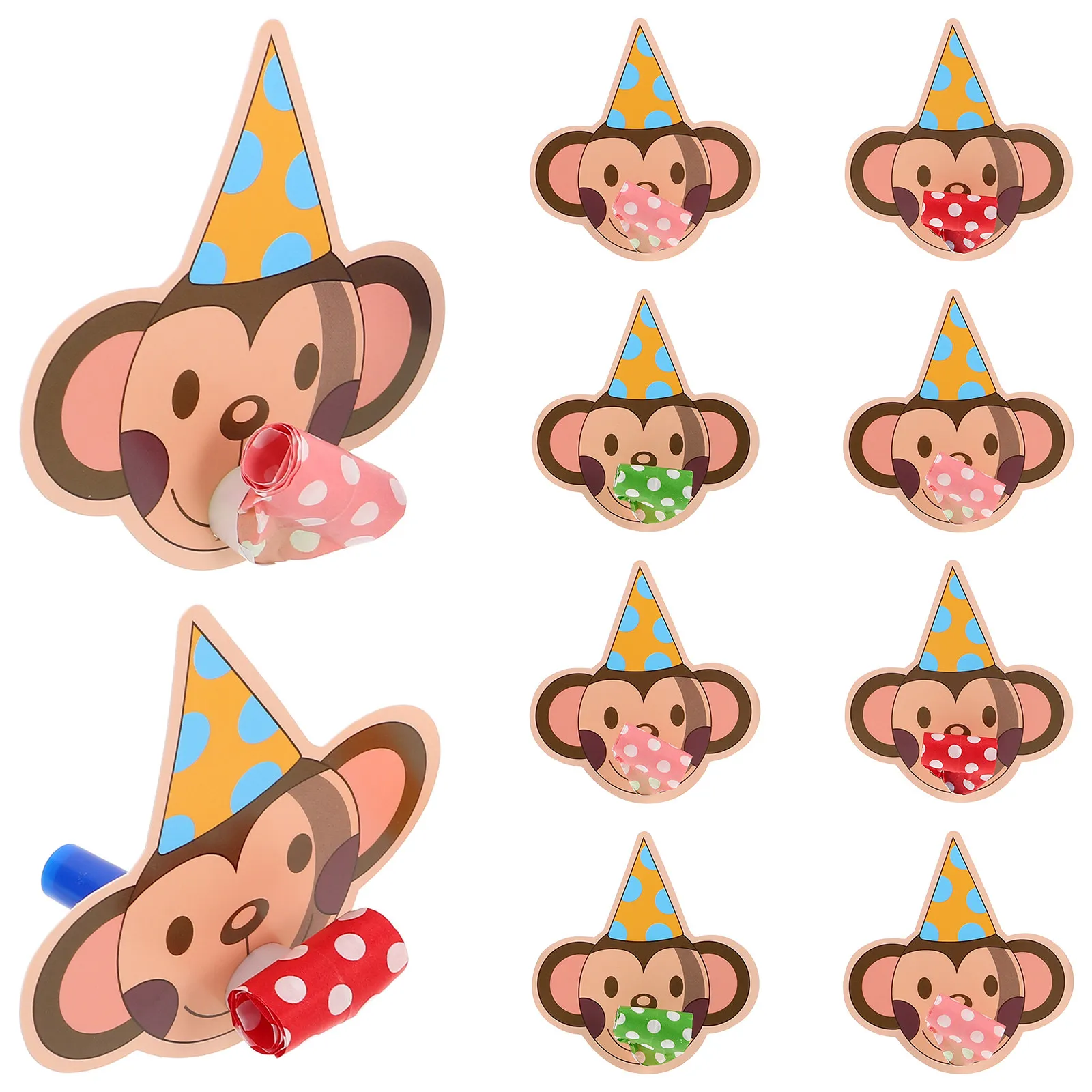10Pcs Party Noisemakers Monkey Blowout Whistles Kids Birthday Party Blowers Celebration Favors New Year Noise Maker
