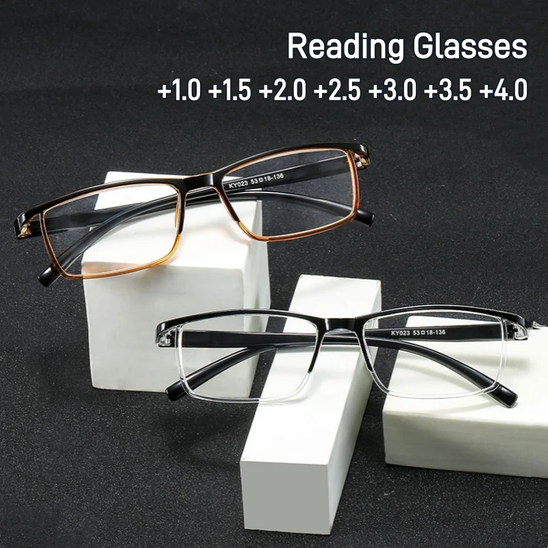 2024 Lightweight Small Frame Presbyopia Glasses Business Finished Eyebrow Glasses Spring Leg Anti Blue Light Reading Eyewear