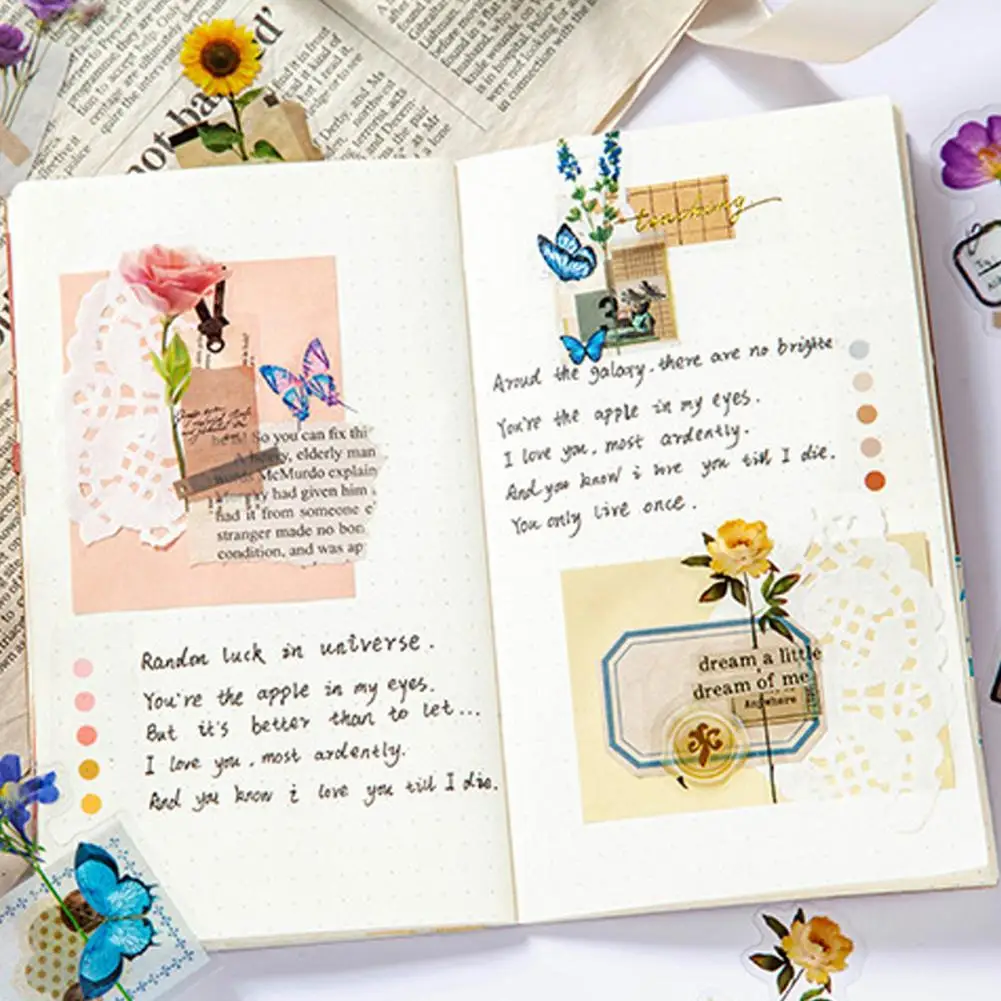 Цветочные декоративные наклейки, набор цветочных наклеек для скрапбукинга, винтажные тематические наклейки, украшения «сделай сам» для журнала, скрапбукинга