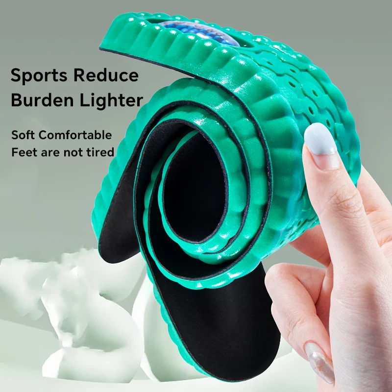 Semelles intérieures de Sport à Absorption des chocs, coussin d'air EVA vert, Support de voûte plantaire respirant, chaussures orthopédiques, pour hommes et femmes, soins des pieds