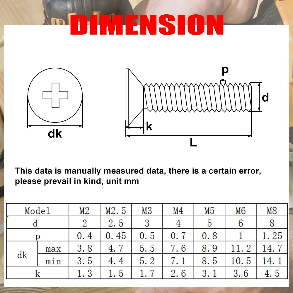 M2 M2.5 M3 M4 M5 M6 M8 Plastic Black White Phillips Cross Nylon Flat Head Machine Threaded Insulate Screw Countersunk Bolt