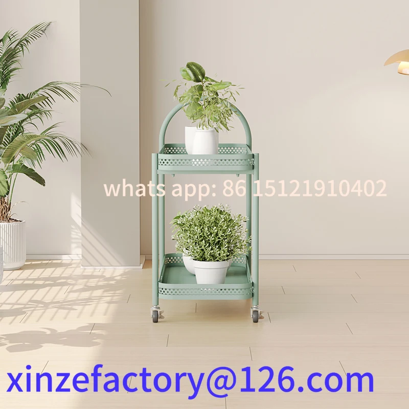 Customizable Minimalist Iron Flower Pot Stand  Movable  Planter Rack  Easy-Clean Rolling Shelf