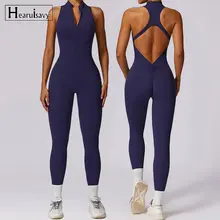 Macacão sem costas V-Back de uma peça para mulheres, macacão Zipper Yoga, Sportswear, Workout Suit, Sportswear feminino, esportes,roupa de academia femininas,macacão academia ,macacão fitness para academia