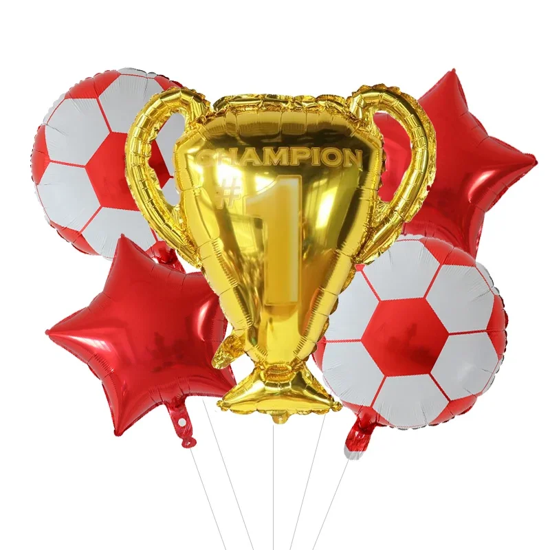 Foil da calcio palloncini ad elio trofeo dorato ragazzo uomo decorazione per feste di compleanno giochi sportivi Air Globos Baby Shower forniture palla