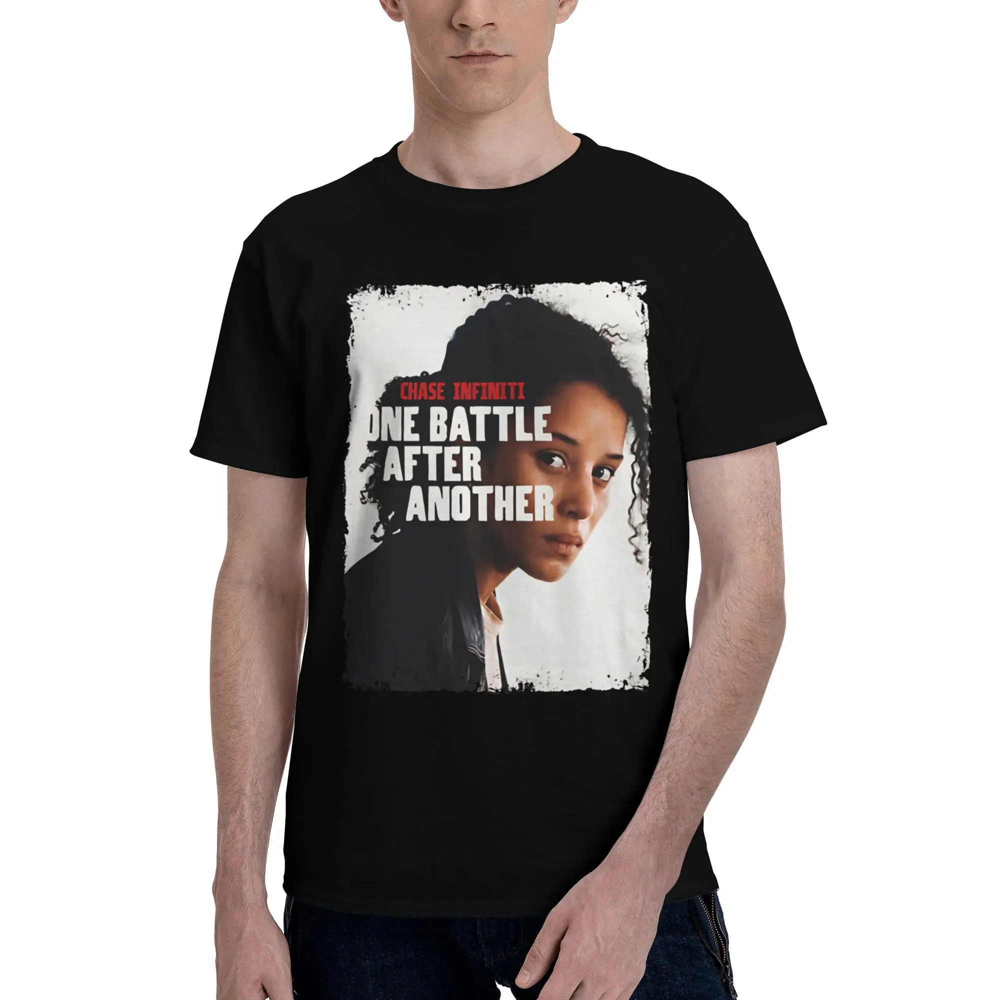 Determined Female Portrait  Novelty Graphic 100% Cotton T-Shirt One Battle After Another  Tops Tees For Men