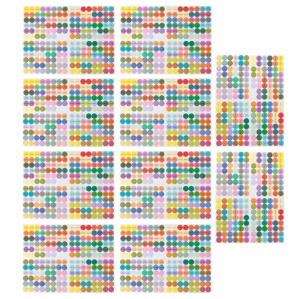 

10pcs Essential Oil Bottle Labels Colorful Dot Stickers Aromatherapy Dispenser Canning Packaging Kitchen Gifts