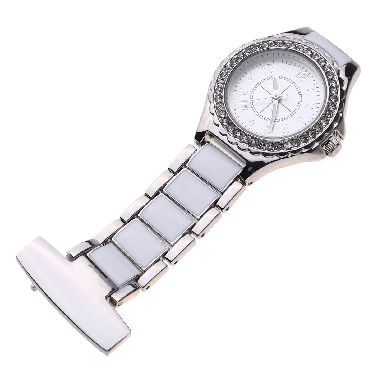 1 قطعة جيب الحديد الفضة ساعة معلقة بسيطة للممرضات الطبية ساعة الجيب الموظفين التلبيب دبوس ساعة #6