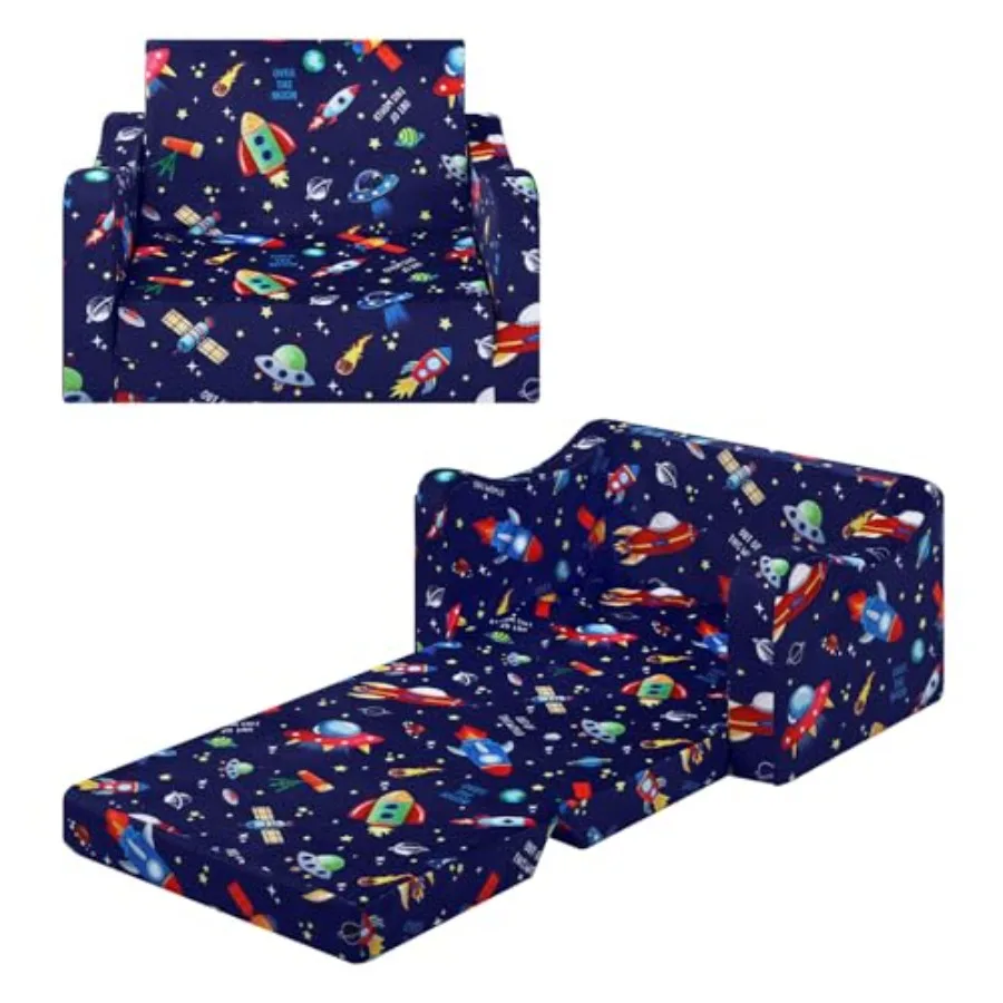 

Comfy Couch 2-in-1 Folding Sofa Bed for Toddler Boys Convertible Sofa to Lounger Toddler Couch Chair for Baby Bedroom Playroom