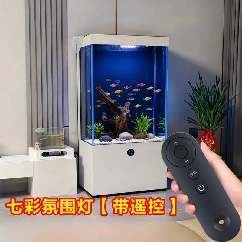 Ultra Clear Glass Cylinder Fish Tank Vertical Floor Standing Aquarium for Living Room Home Decor Goldfish Koi Bowl No Leak