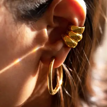 全新潮流三層幾何圓耳夾,無需耳洞,女士假耳骨耳夾飾品 8 最佳銷售 氣袖 - №3