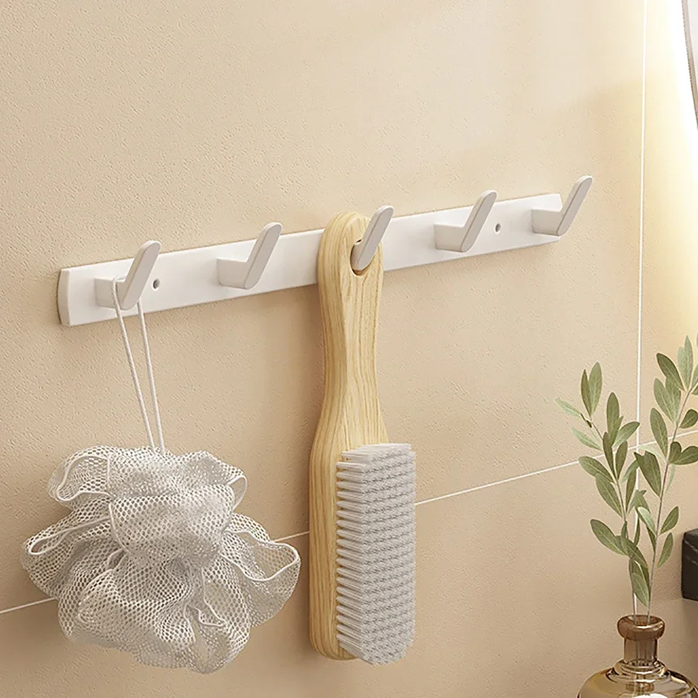 Coat Hook Towel Rack Space Aluminum White Hanger Kitchen Bedroom Wall Mounted Multifunctional Shelf Bathroom Accessories